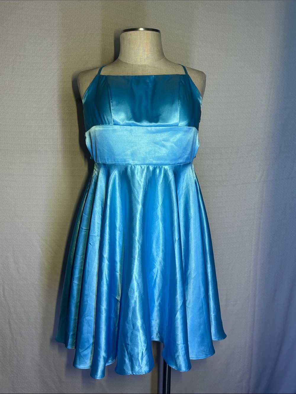 “Loyeloy” Girls' Bright Blue Satin Party Dress